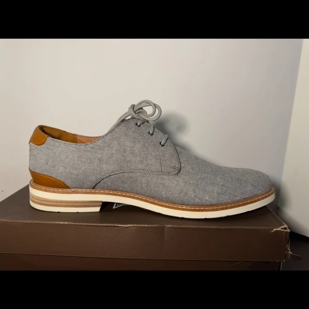 Florsheim Highland Canvas Plain Toe Oxford Grey Canvas/White Sole Mens 13M